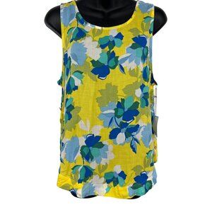 Draper James RSVP Womens Button Side Tank Top Size Small S Yellow Floral EUC